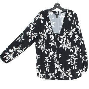 Lane Bryant Top Floral Cottage Boho Dark Academia Romantic Feminine Black 14/16